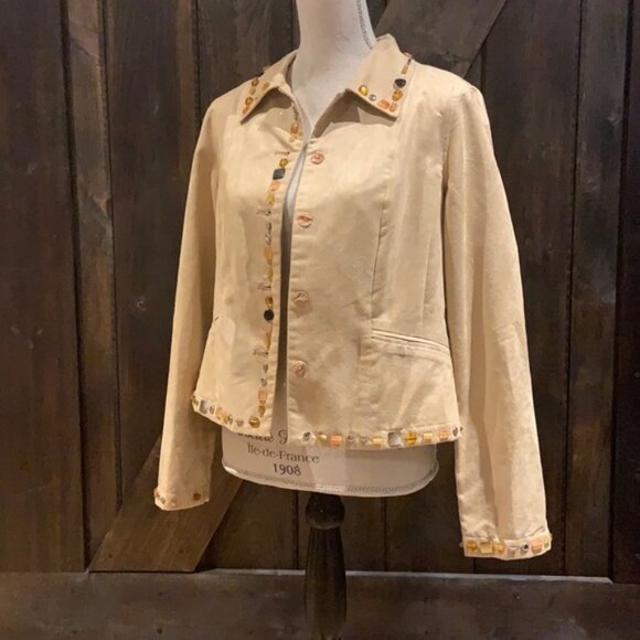 SPANNER soft suede blazer with beaded details - Picture 1 of 10